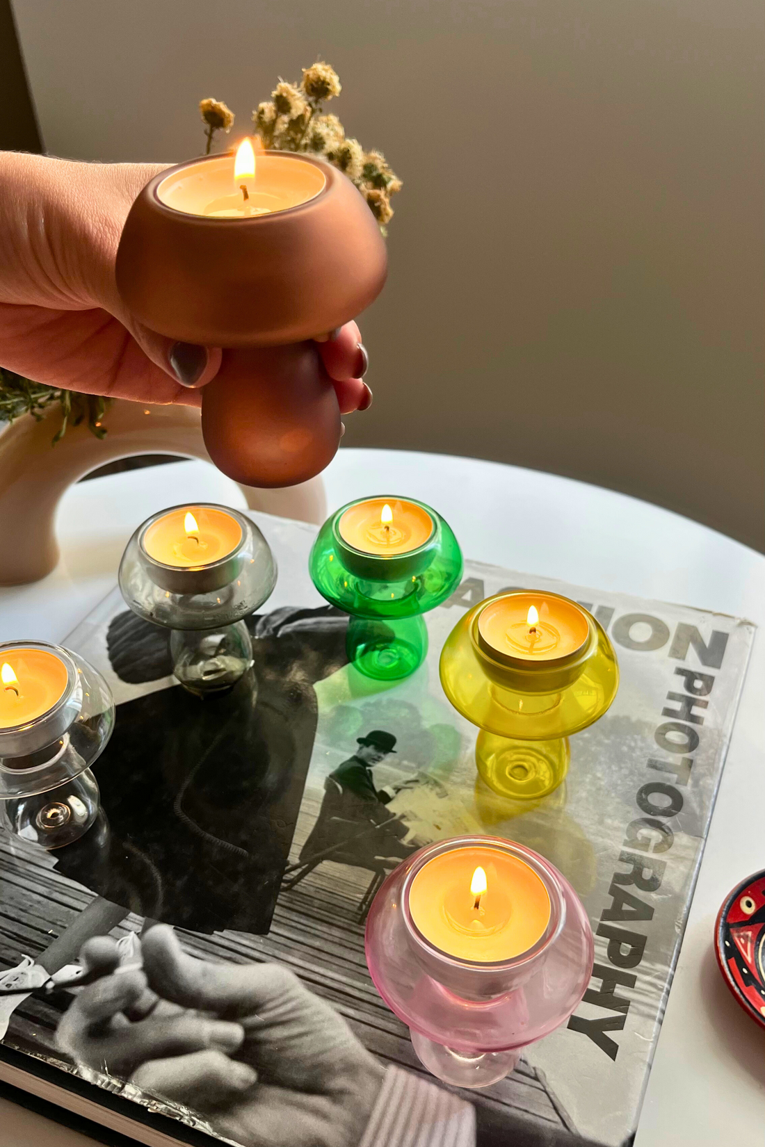 Mushroom Glass Candle Holder