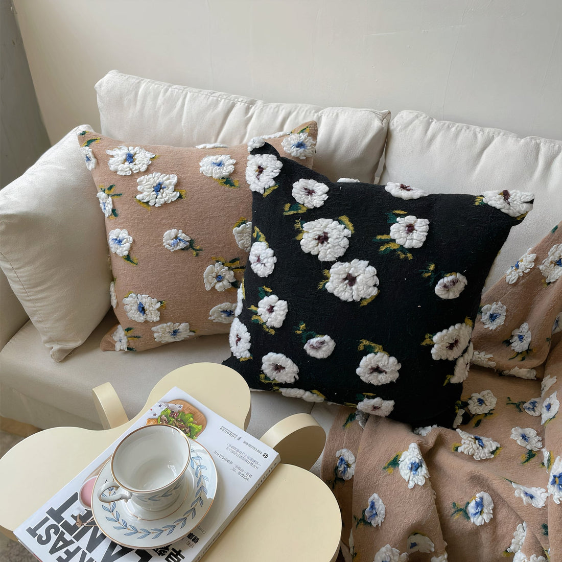 Cottage Embroidered Pillow Cover