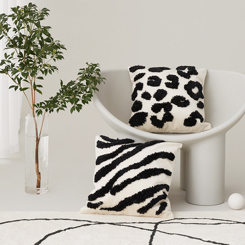 Animal Print Embroidered Pillow Cover