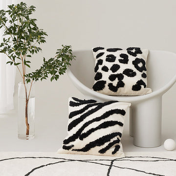 Animal Print Embroidered Pillow Cover