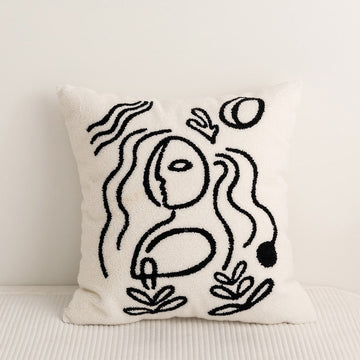 Modern Embroidered Pillow Cover