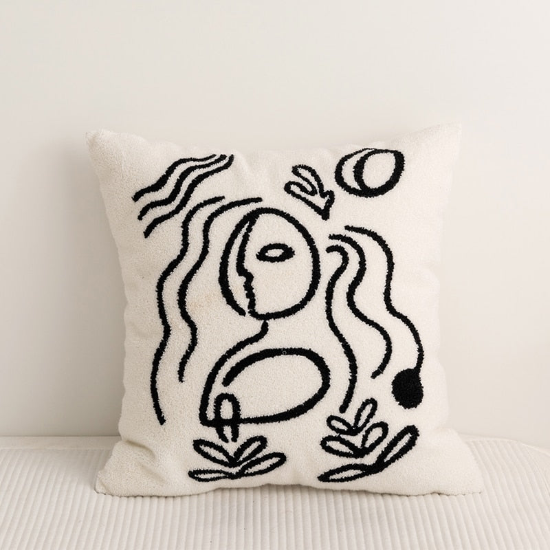 Modern Embroidered Pillow Cover