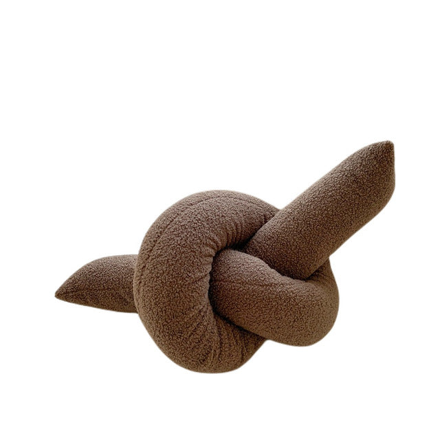 Ball-Shaped Bouclé Throw Pillow - Brown