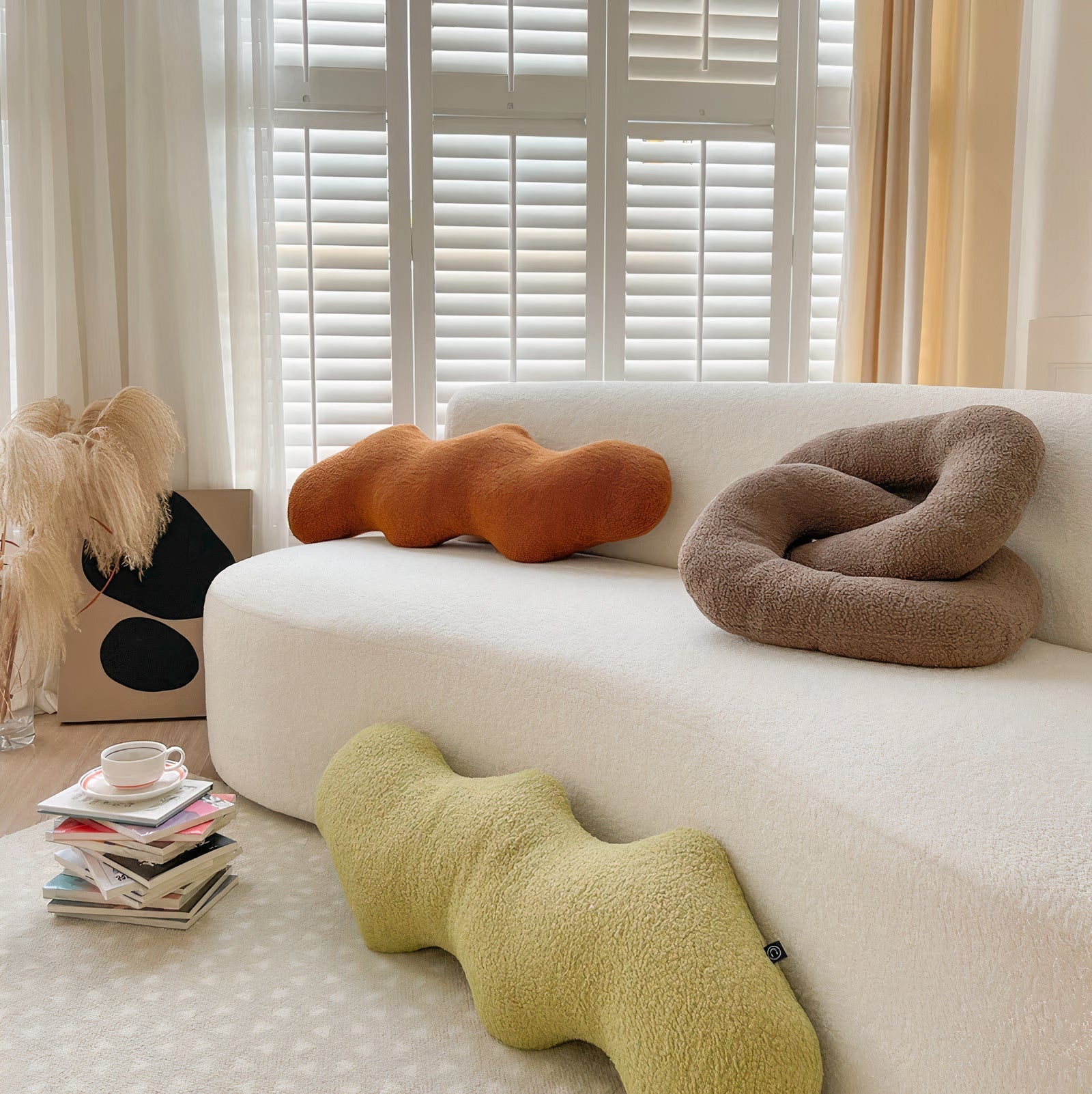 Ball-Shaped Bouclé Throw Pillow