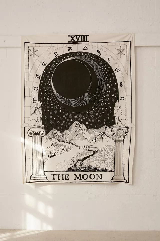 Tarot Vintage The Moon Wall Banner