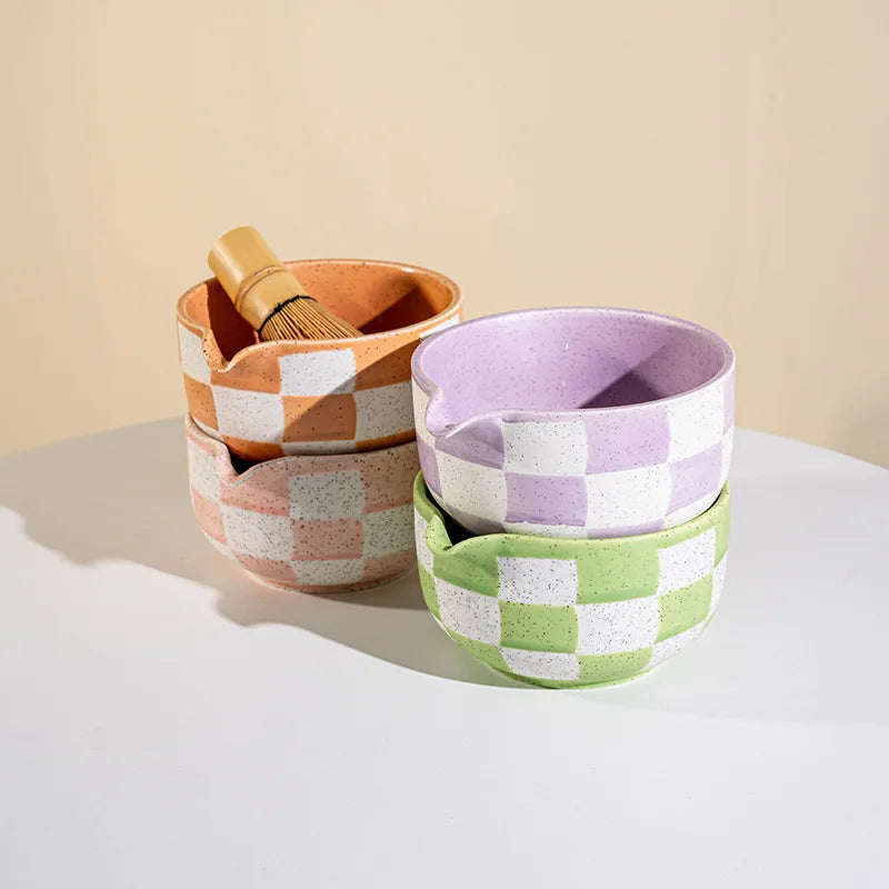 Matcha Tea Set – 7-Piece Ceramic Matcha Bowl with Bamboo Whisk