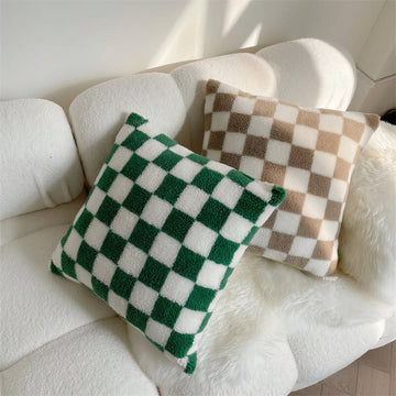Checkerboard Bouclé Pillow Cover