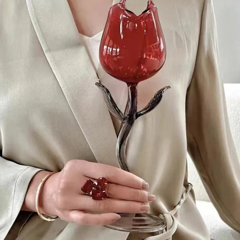 Pink Glass Goblet and Candle Holder