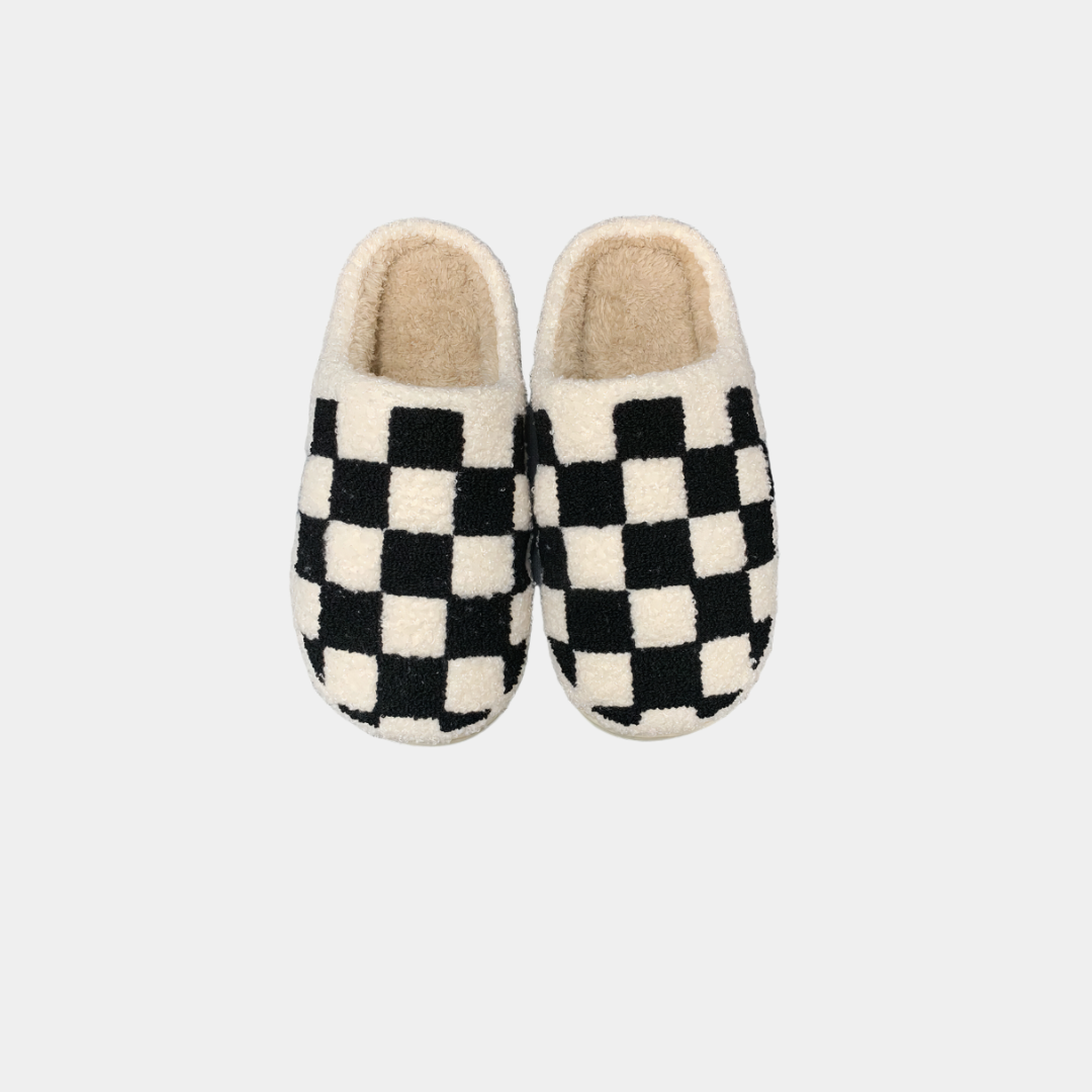 Checkerboard Plush Slippers