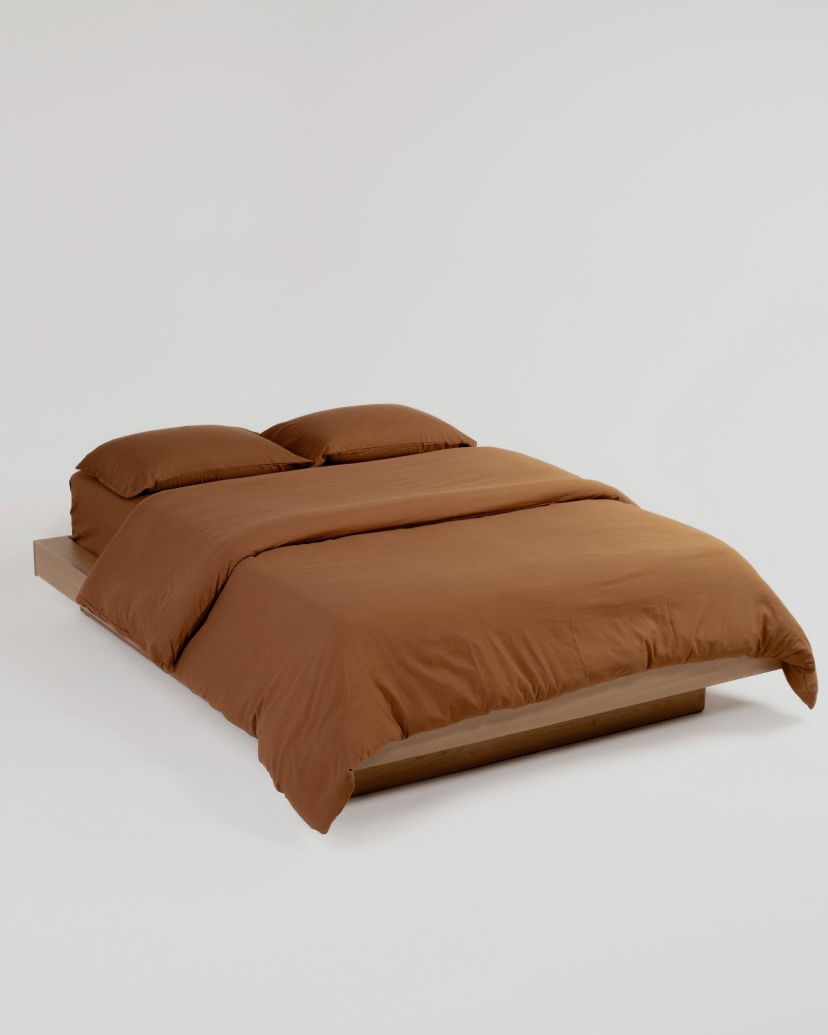 Set de Duvet Cotton Solid Washed 4 Peças - Brown