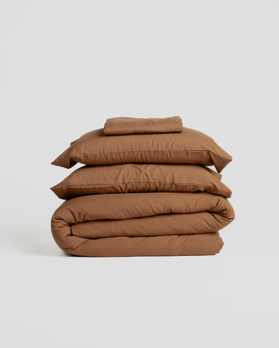 Set de Duvet Cotton Solid Washed 4 Peças - Brown