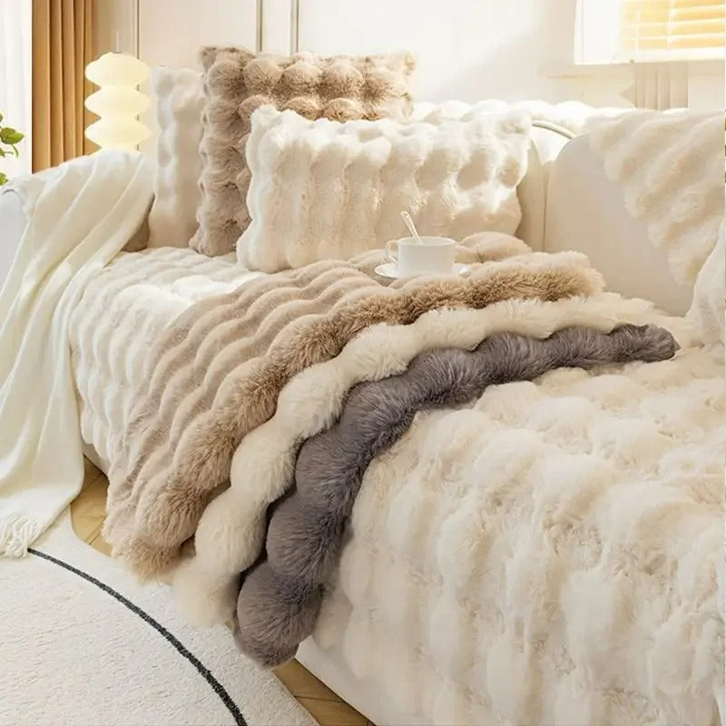 Waffle Plush Sofa Cover