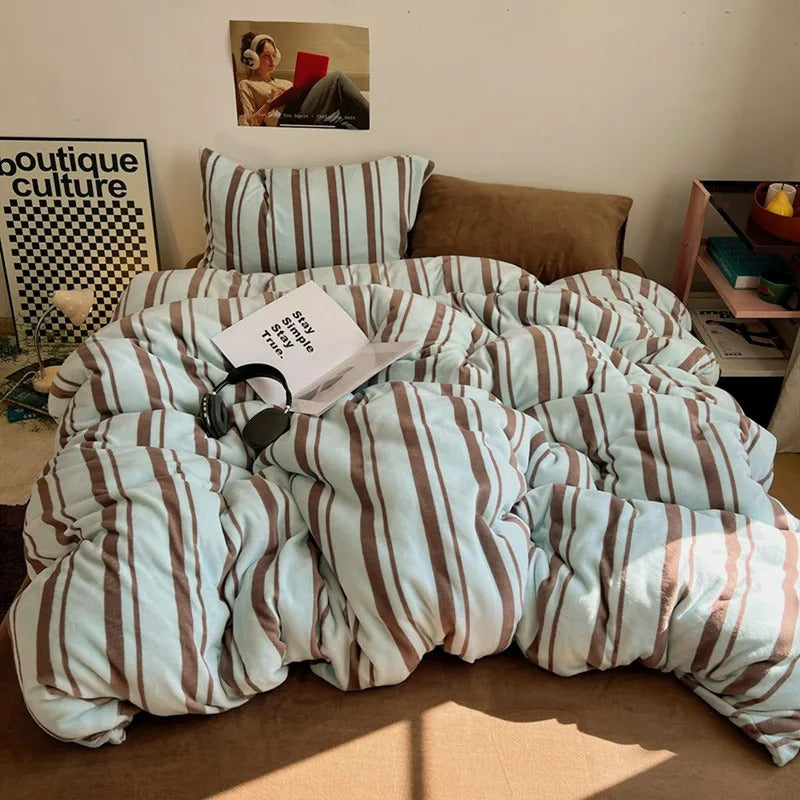 Set de Duvet Velvet Striped 4 Peças - Breeze