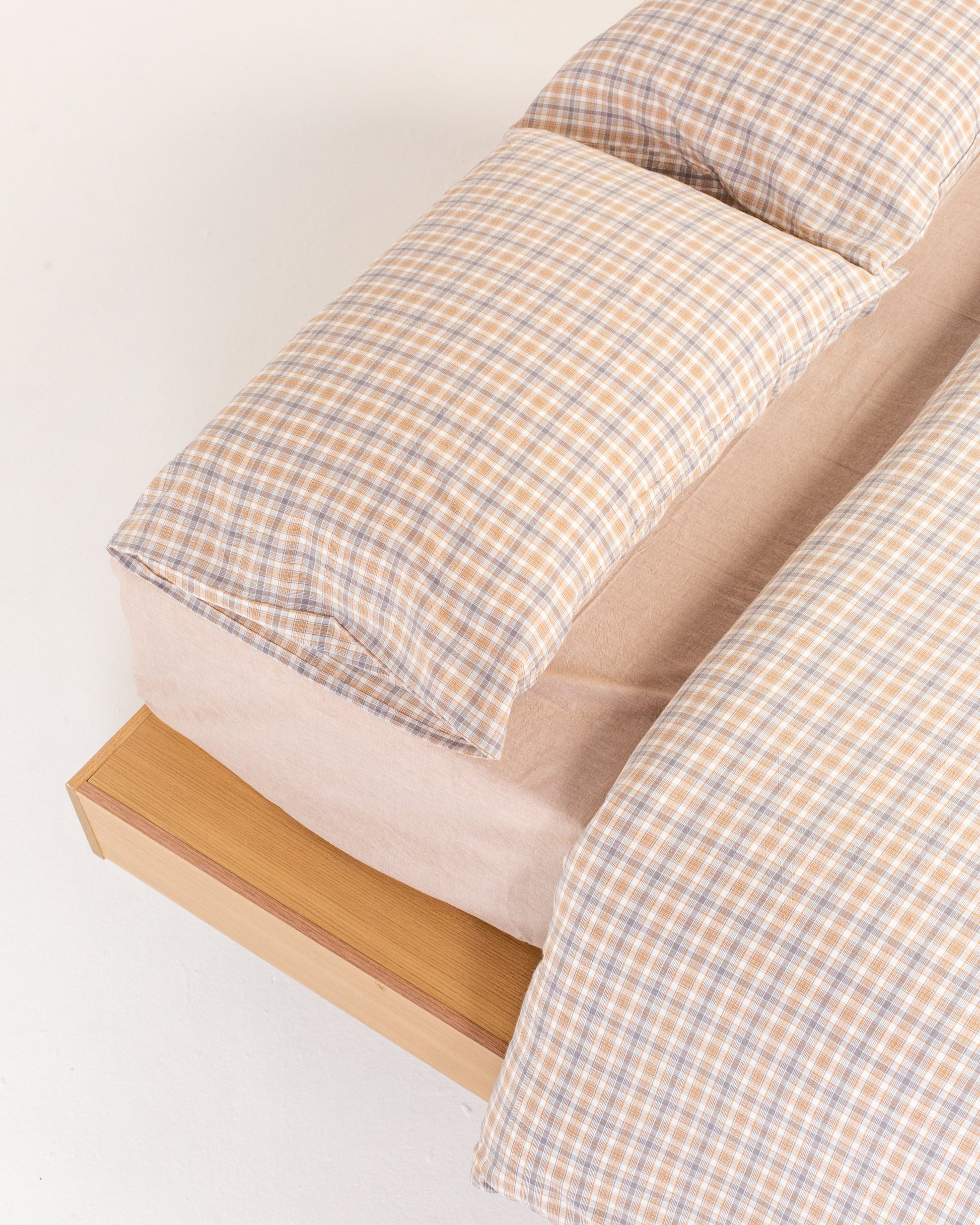 Set de Duvet Cotton Checkered 4 Peças - Mocha